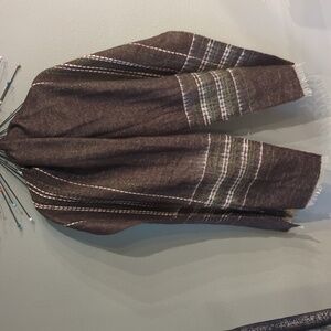 Sweater Blanket Scarf Wrap Brown Green Blush Pink Fringe Warm